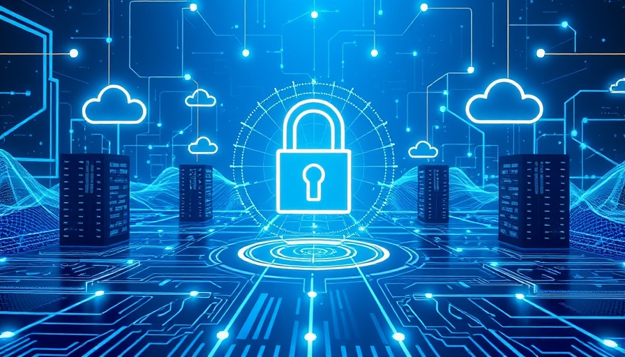 Enterprise Security digital illustration with lock and servers