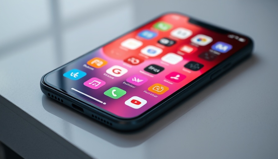 Futuristic mobile interface with iOS 18.2 AI update.