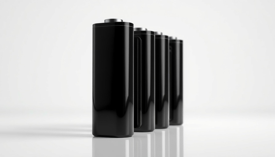 Modern batteries in a Korean market setting, sleek design.