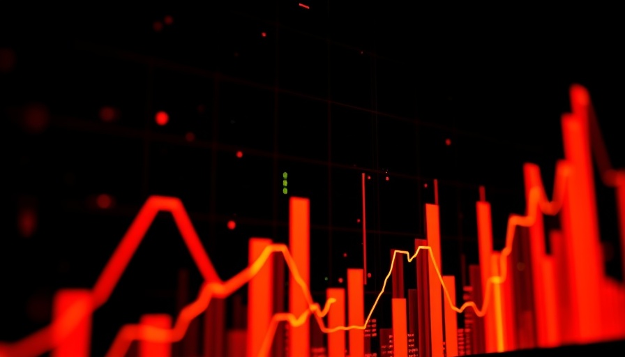 Rising AI investment graph in orange and red tones on black.