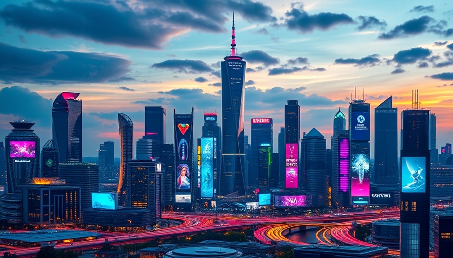 Futuristic European tech city skyline with vibrant energy and innovation