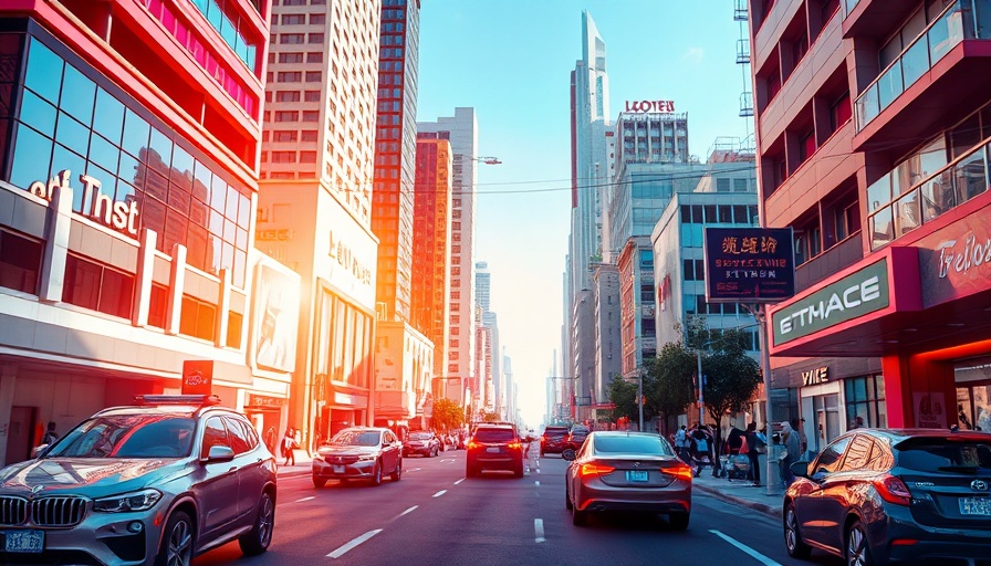 Futuristic urban scene illustrating semantic segmentation.