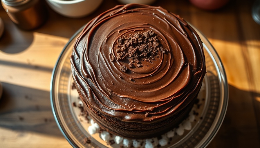 OOP in C#: Cake with code decoration on plate, top view.