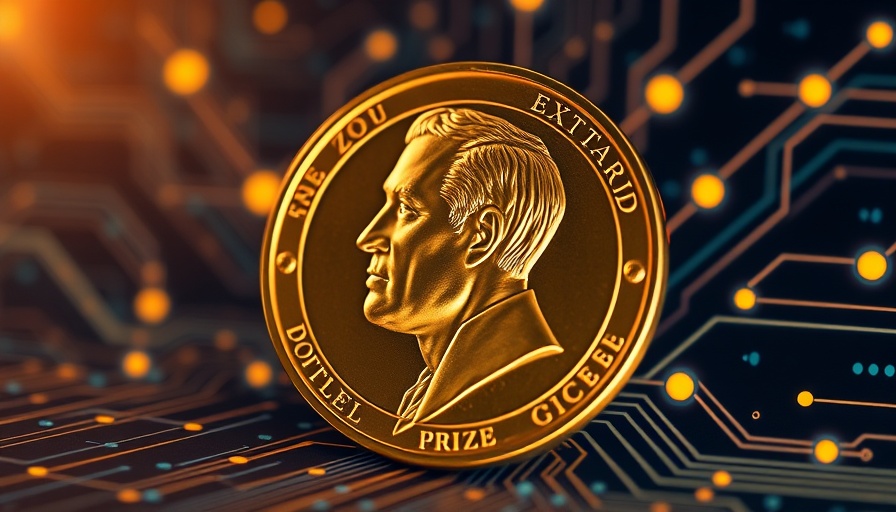 AI Nobel Prizes concept with digital backdrop and Nobel medallion.