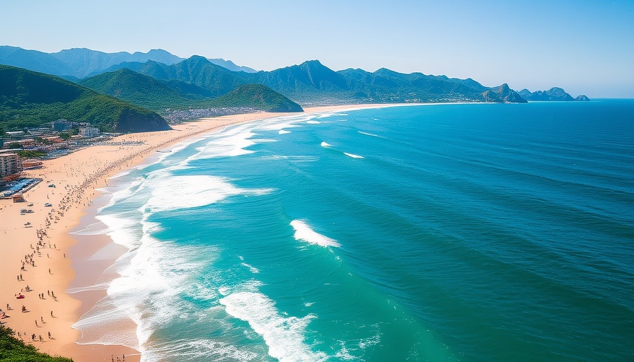 Beach scenery with waves and mountains; RV living Georgia