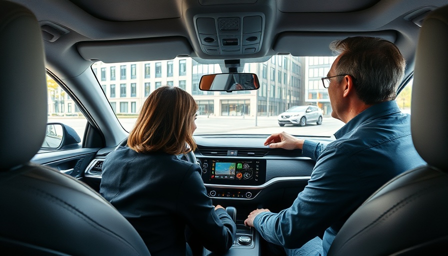 Modern car interior near Abbey Road Studio with digital dashboard.