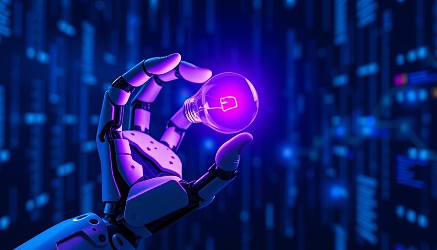 Gemini 2.0 futuristic robotic hand with digital lightbulb.
