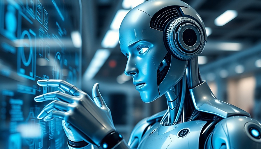 Humanoid robot interacting with tech showcasing robotics innovations.