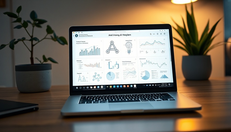 Modern workspace with AI planning on laptop screen, LLMs planning.
