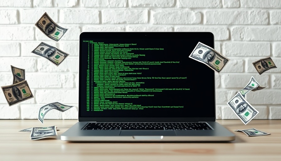 Laptop displaying MTTR metrics and floating dollar bills impact