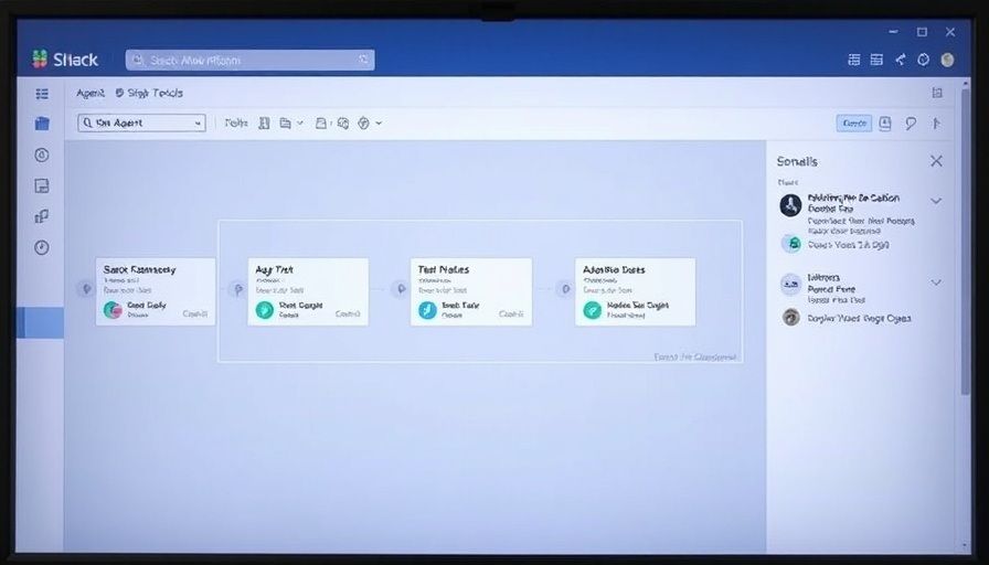 Low-code AI workflow interface for Slack app orchestration on screen.