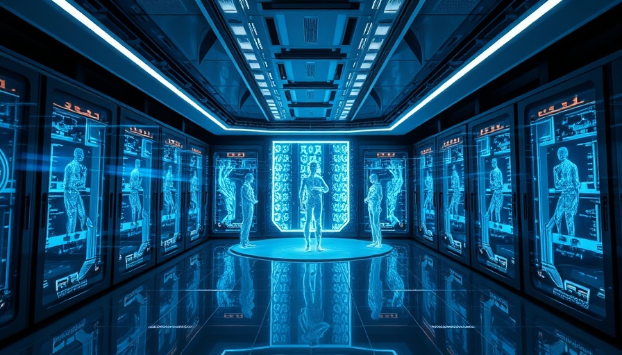 Generative AI in futuristic server room with holographic displays.