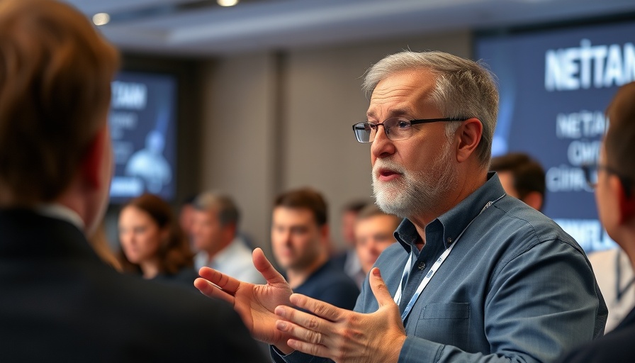 Speaker at tech conference discussing home robotics innovation