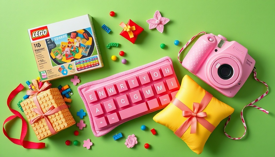 White elephant gifts idea: LEGO, enter key pillow, pink camera.