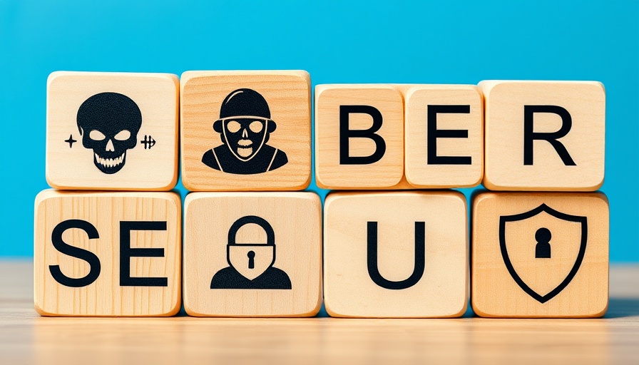 Ransomware Threat illustration using wooden blocks on blue background.