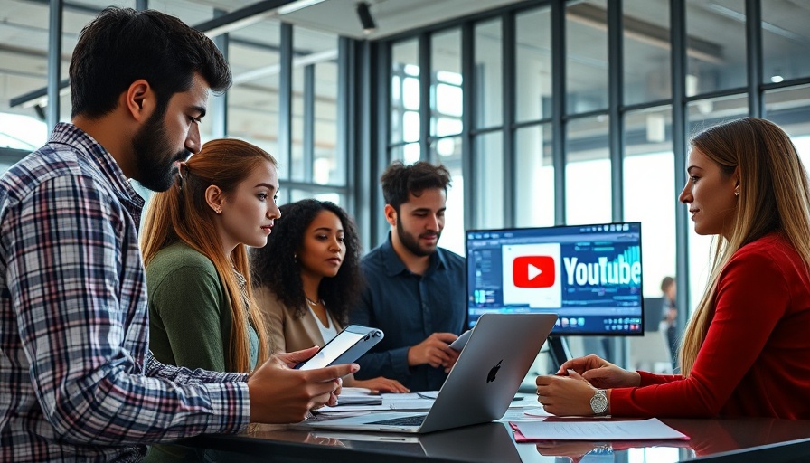Group engaging in AI training on YouTube in tech workspace.