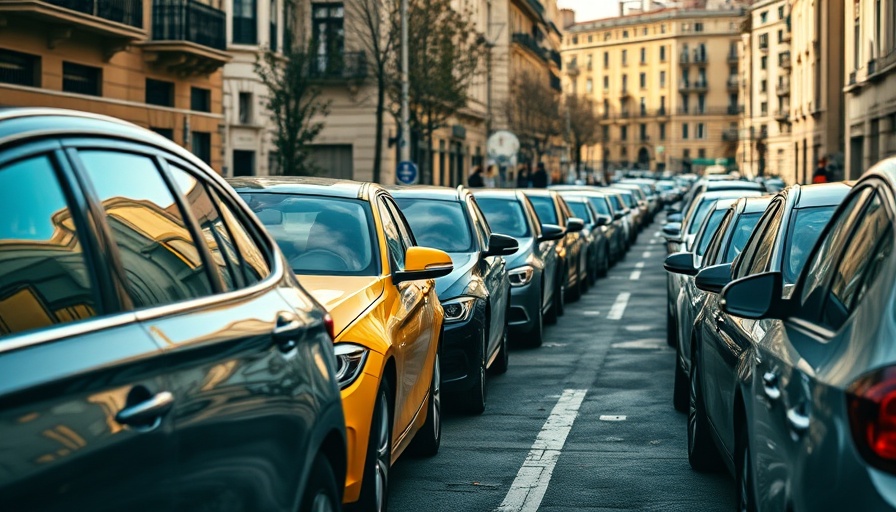 Parked cars on a city street reflecting auto finance affordability.