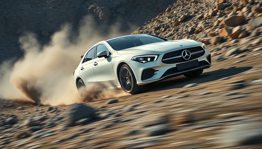 Mercedes-Benz CLA-Class EV speeding on rocky terrain