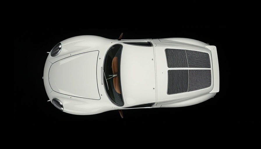 Vintage sports car from top view for automotive industry review
