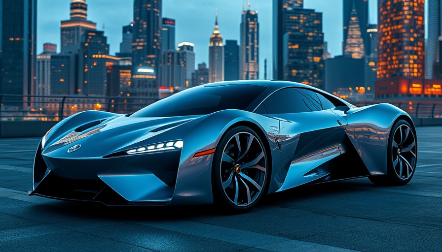 Futuristic car in city, automotive industry insights.