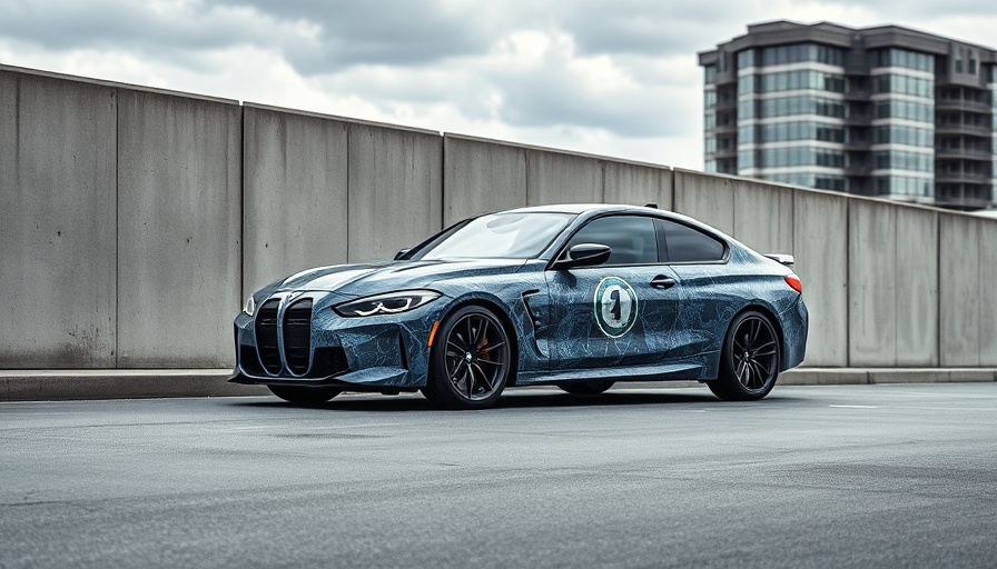 Camouflaged BMW M3 Electric prototype in urban setting.