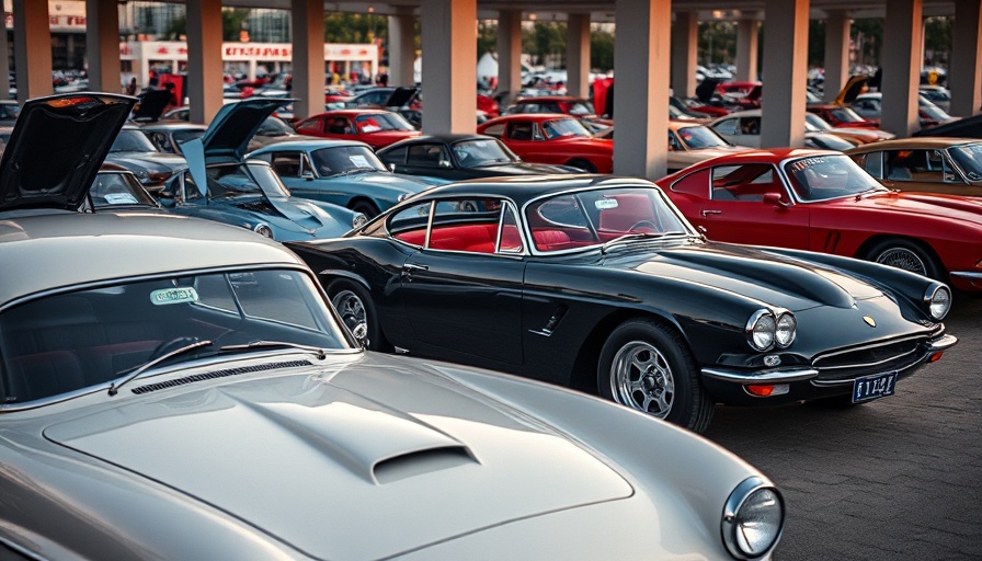 Classic cars at car festival, showcasing vintage design and style.