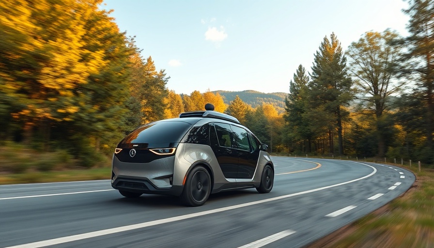 Autonomous vehicle deployment on a scenic road with lush trees.