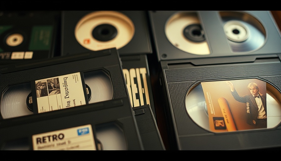 Music marketing trends on retro VHS tapes with graphic overlay.