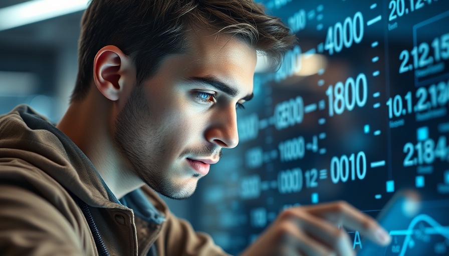 Engineer using advanced AI mathematical tool in tech office.