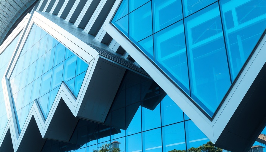 European deep tech facade with zigzag pattern, photorealistic.