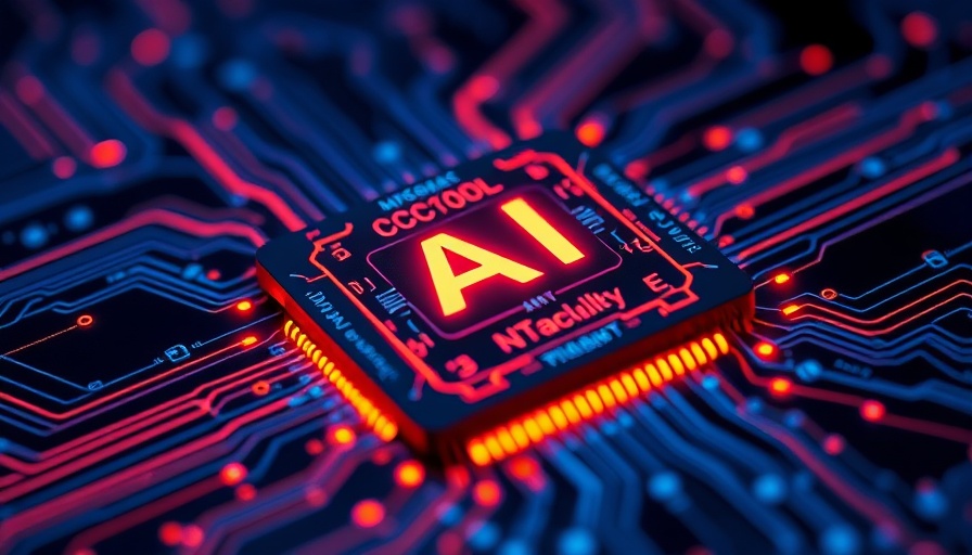 Futuristic AI chip glowing in a dark blue background, symbolizing AI data marketplace
