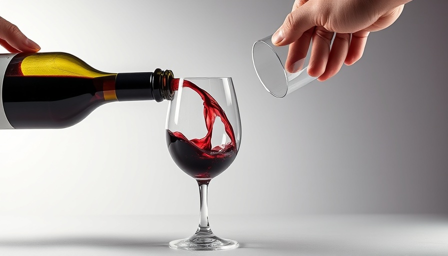 Modern abstract image of wine authentication with red wine pouring.