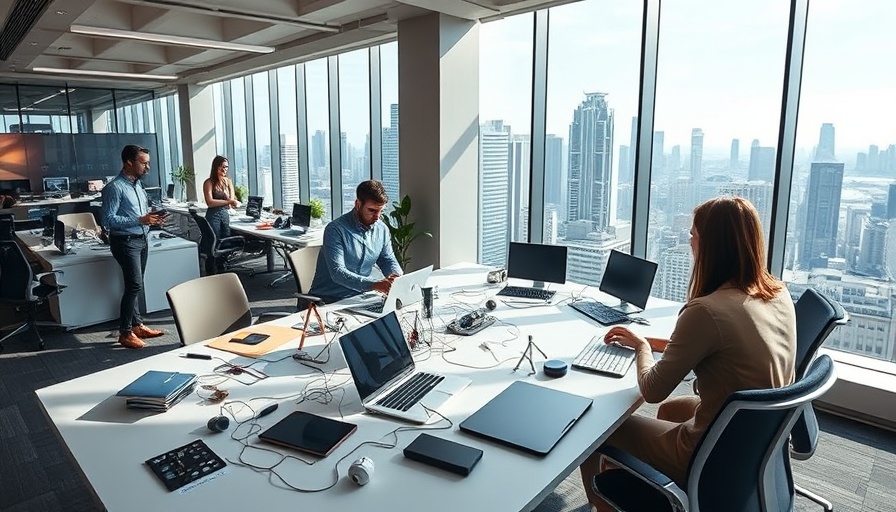 Innovative AI startup office with modern technology