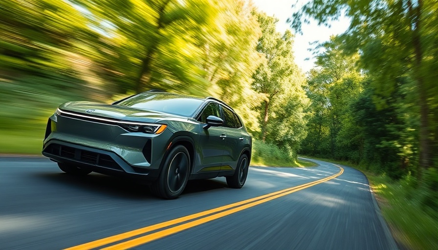 Rivian R1S SUV driving on scenic road