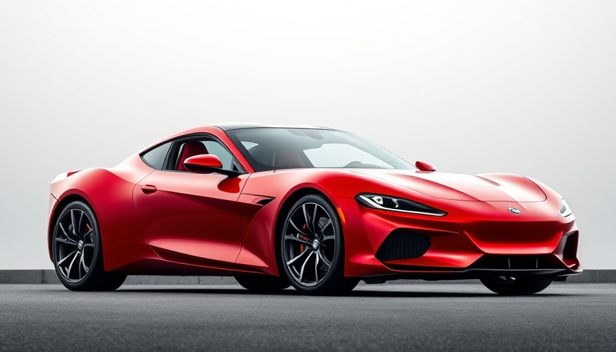 Modern red sports car studio photo, aerodynamic design.