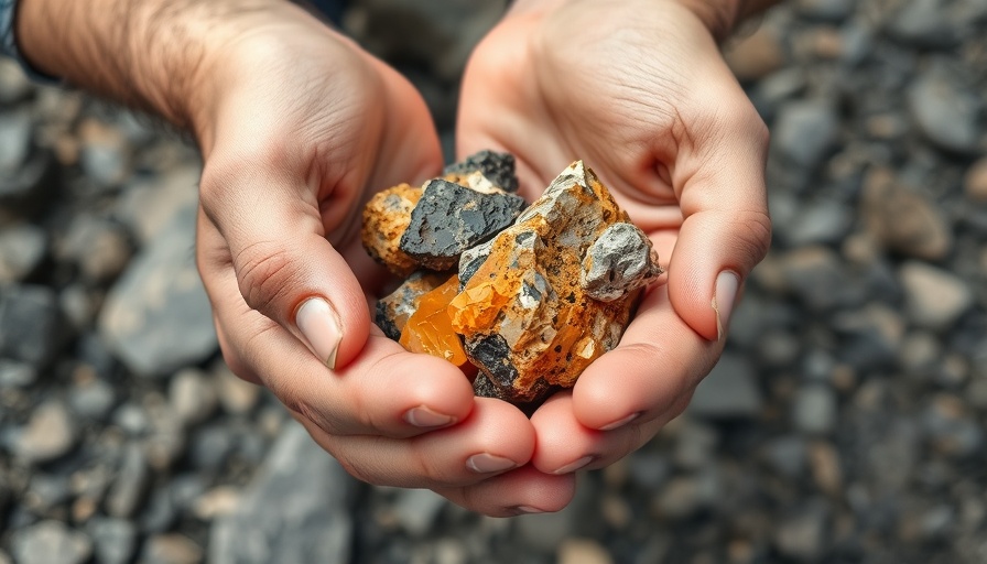 Volkswagen lithium investment: examining lithium ore sample close-up.