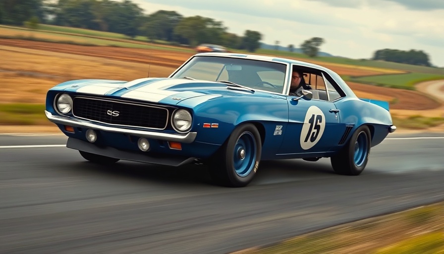 Classic Penske-Donohue Camaro racing on track, dynamic motion