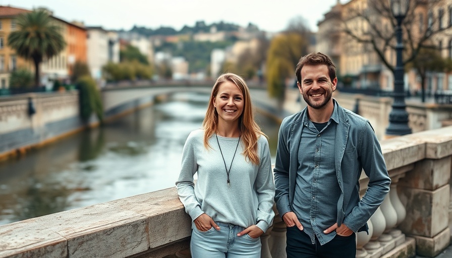 Casual group photo on a bridge, short-term rentals theme.