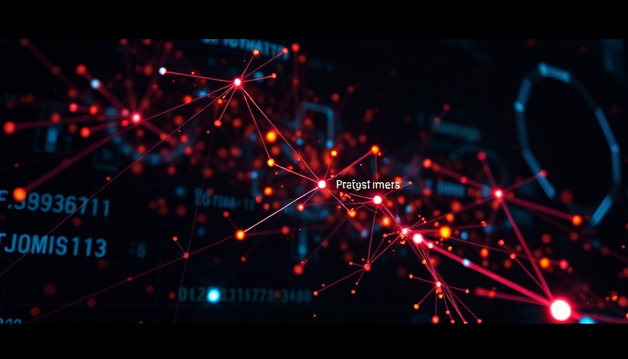 Digital visualization of predictive probability with nodes and data streams.