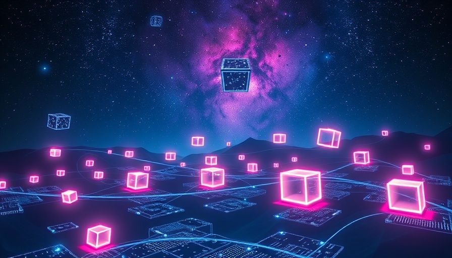 Futuristic digital landscape showcasing decentralized storage network.