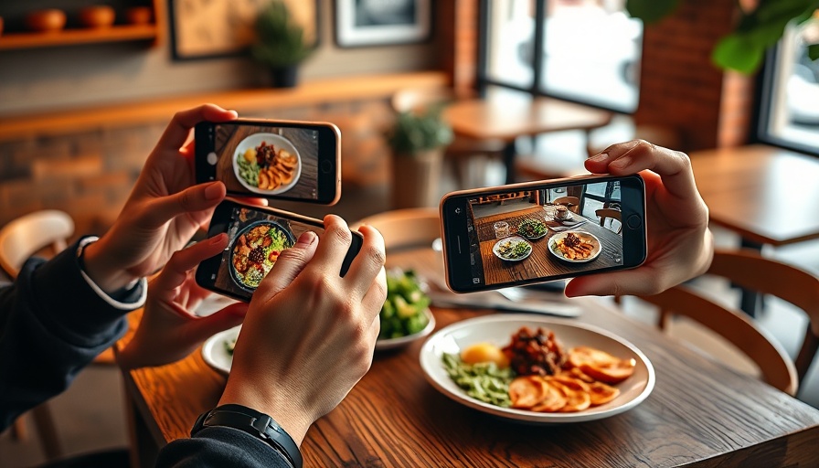 People photographing brunch in a café.