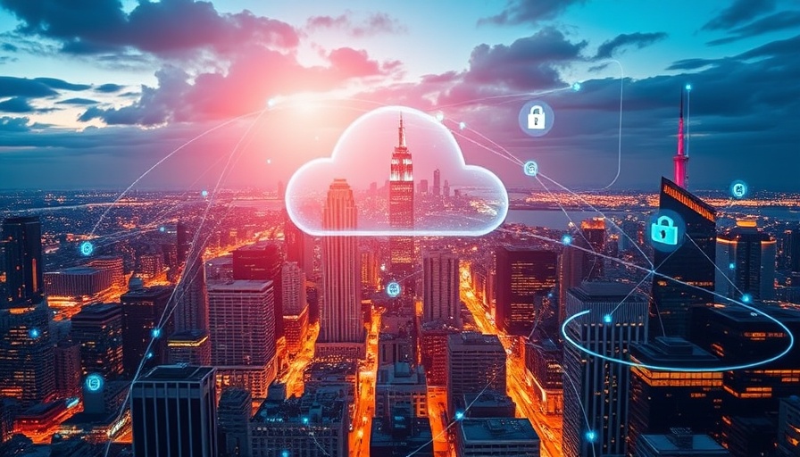 Australia cloud computing concept over a vibrant cityscape.