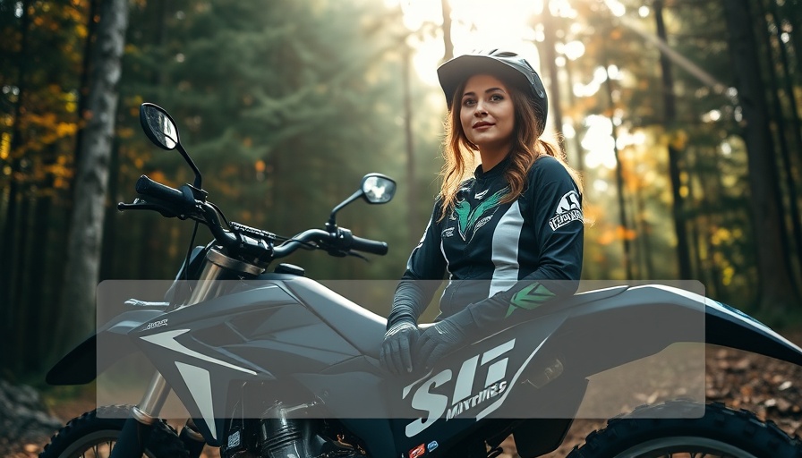 Motocross collaboration in a forest setting with rider and bike
