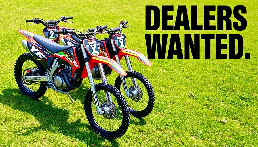 Motorcycle dealership recruitment ad with YCF dirt bikes.