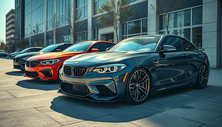 Modified BMW tuning cars under sunlight showcasing sleek designs.