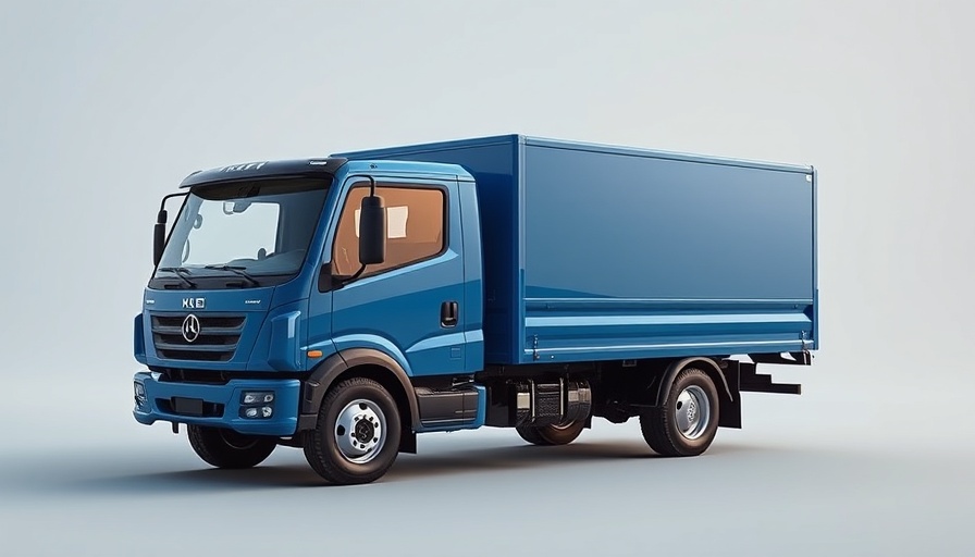 Side view of a blue kei truck with photorealistic details.