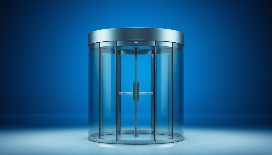 Sleek revolving door symbolizing advertising industry shifts.
