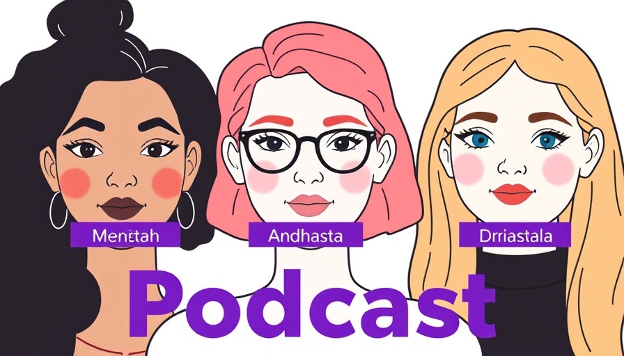 Stylized podcast cover with diverse panel, AI and democracy theme.