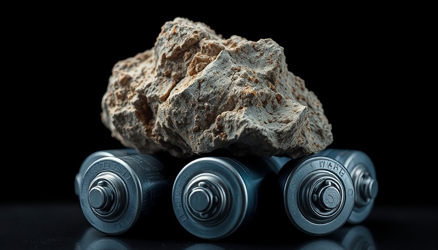 Battery raw materials showcasing mineral on metallic batteries.