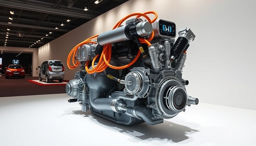 Honda hybrid advancements powertrain on minimalist display.